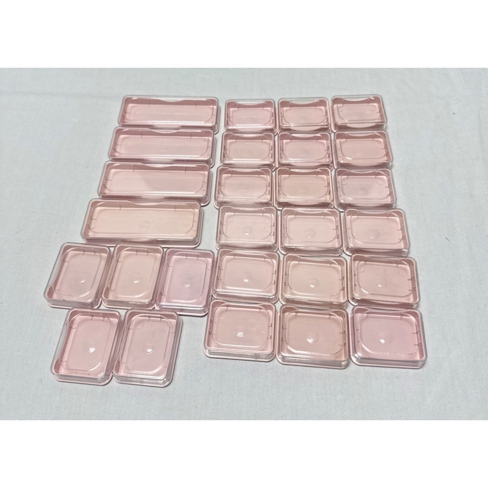 Mary Kay Storage Container Lot of 27 mini for blush eye shadow pink clear 2 size